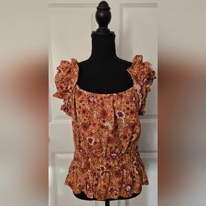 Luna Moon Floral Ruffle Tank Top